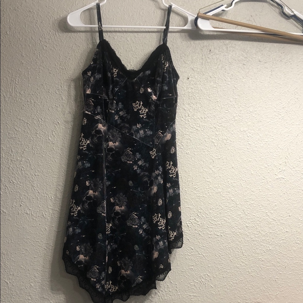 Asymmetrical Floral Black Dress